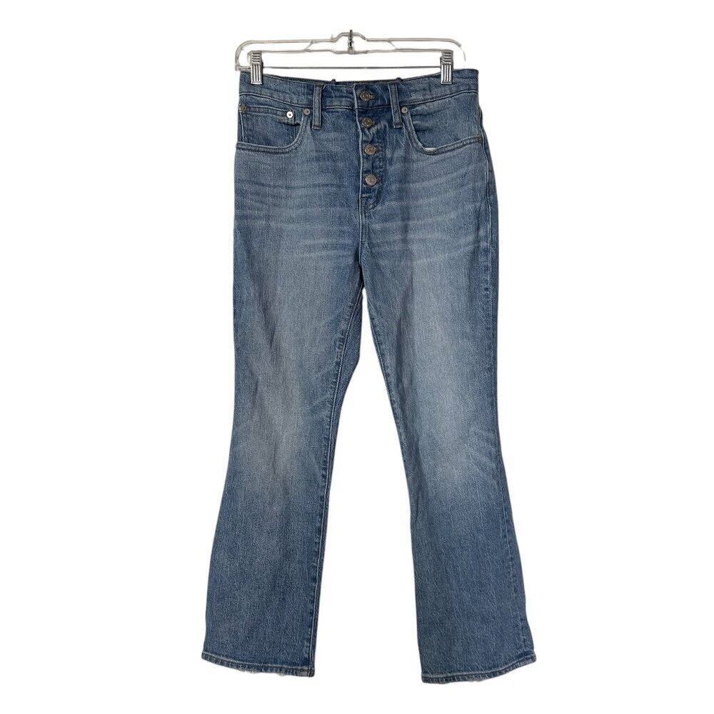 Madewell Cali Demi Boot Jeans Button Fly Size 27 Blue Wash Bootcut Flare Denim